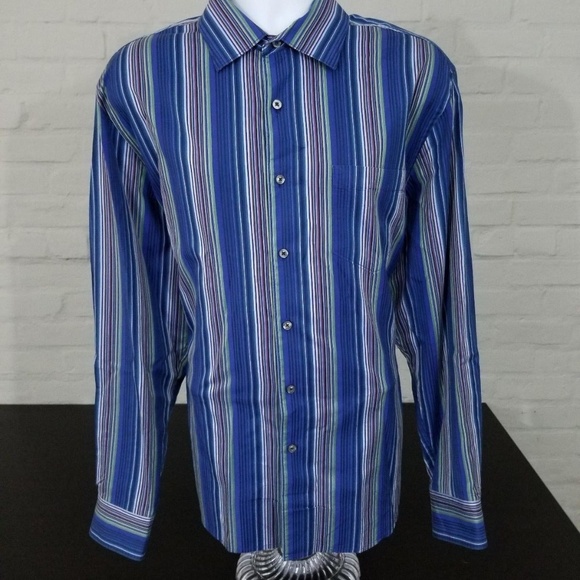 TOMMY BAHAMA Long sleeve Sz XL 100% Cotton Striped - Picture 2 of 7